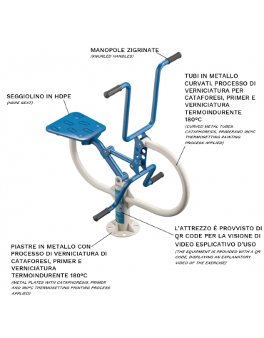 Bicicletta Cyclette fitness da esterno - con tubi in metallo curvato - Dimensioni 115x76x129h