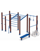 Palestra base costruita con pali in plastica riciclata 90x90 mm e tubi in acciaio verniciato a polvere - cm 488x323x241h
