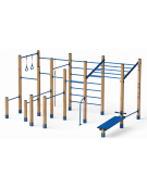 Palestra grande costruita con pali in legno termotrattato 90x90 mm e tubi in acciaio verniciato a polvere - cm 640x325x241h