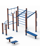 Palestra Workout base, struttura in plastica riciclata e tubi in acciaio, con panca addominali e step - cm 684x469x241h