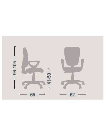 Sedia ufficio dattilo ergonomica alta con braccioli regolabili in altezza-Conforme alle norme UNI EN 1335 tipo A-Rivestimento in