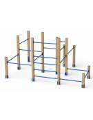Palestra Workout small con struttura in legno termotrattato e tubi in acciaio verniciato - cm 467x354x241h