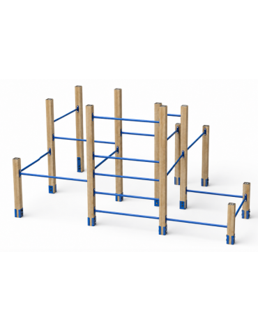 Palestra Workout small con struttura in legno termotrattato e tubi in acciaio verniciato - cm 467x354x241h
