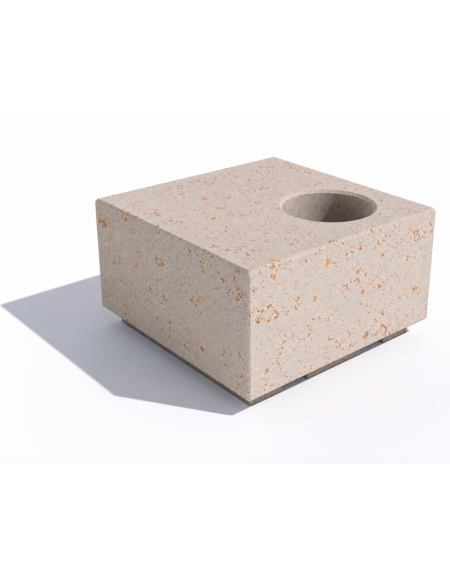 Panchina in cemento quadrata monoblocco con fioriera - colore Bianco travertino - cm 80x80x45h - Conforme ai CAM