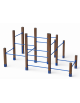 Palestra Workout small con struttura in alluminio rifinito in legno light e tubi in acciaio verniciato - cm 467x354x241h