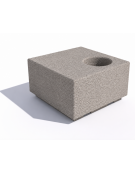 Panchina in cemento quadrata monoblocco con fioriera - colore Bianco sabbiato - cm 80x80x45h - Conforme ai CAM