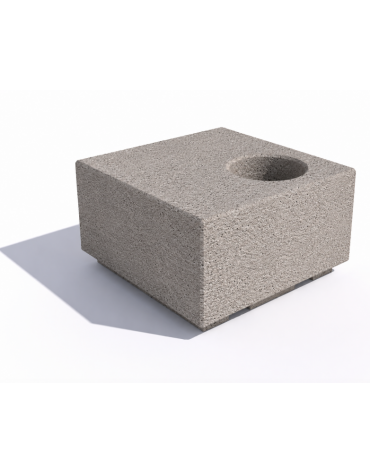 Panchina in cemento quadrata monoblocco con fioriera - colore Bianco sabbiato - cm 80x80x45h - Conforme ai CAM