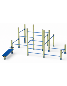 Palestra Workout media con struttura in legno di pino nordico e tubi in acciaio verniciato - cm 465x486x241h