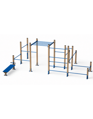 Palestra Workout Grande con struttura in legno termotrattato e tubi in acciaio verniciato - cm 642x465x241h