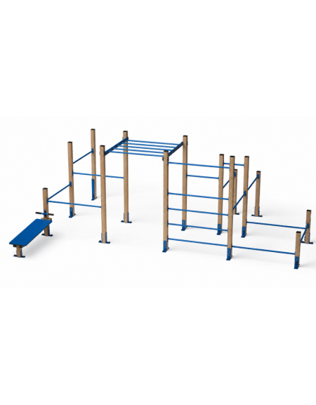 Palestra Workout Grande con struttura in legno termotrattato e tubi in acciaio verniciato - cm 642x465x241h