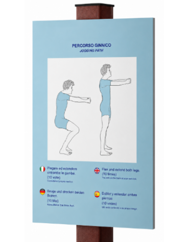 Palo con tabella movimento gambe 2 in plastica riciclata completo di tabella in forex  - cm 40x10x162h