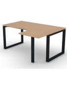 Workstation forma a L con gamba autoportante Dx, piano melaminico spessore mm 25 e gambe metalliche ad anello - cm 160x120x74h