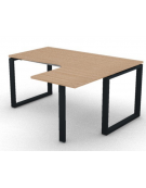 Workstation forma a L con gamba autoportante Dx, piano melaminico spessore mm 25 e gambe metalliche ad anello - cm 160x140x74h