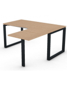 Workstation forma a L con gamba autoportante Dx, piano melaminico spessore mm 25 e gambe metalliche ad anello - cm 160x160x74h