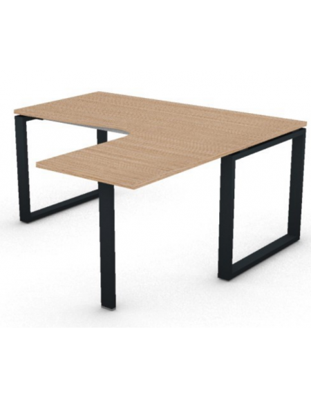 Workstation forma a L con gamba autoportante Dx, piano melaminico spessore mm 25 e gambe metalliche ad anello - cm 160x160x74h