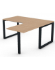 Workstation forma a L con gamba autoportante Dx, piano melaminico spessore mm 25 e gambe metalliche ad anello - cm 160x160x74h