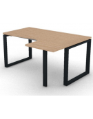Workstation forma a L con gamba autoportante Dx, piano melaminico spessore mm 30 e gambe metalliche ad anello - cm 160x120x74,5h