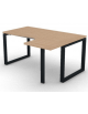 Workstation forma a L con gamba autoportante Dx, piano melaminico spessore mm 30 e gambe metalliche ad anello - cm 160x120x74,5h