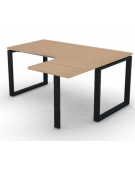 Workstation forma a L con gamba autoportante Dx, piano melaminico spessore mm 30 e gambe metalliche ad anello - cm 160x140x74,5h