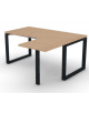 Workstation forma a L con gamba autoportante Dx, piano melaminico spessore mm 30 e gambe metalliche ad anello - cm 160x140x74,5h