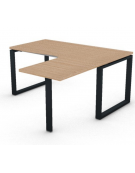 Workstation forma a L con gamba autoportante Dx, piano melaminico spessore mm 30 e gambe metalliche ad anello - cm 160x160x74,5h