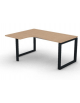 Workstation forma a L con gamba autoportante Sx, piano melaminico spessore mm 25 e gambe metalliche ad anello - cm 160x120x74h