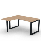 Workstation forma a L con gamba autoportante Sx, piano melaminico spessore mm 25 e gambe metalliche ad anello - cm 160x140x74h