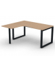 Workstation forma a L con gamba autoportante Sx, piano melaminico spessore mm 25 e gambe metalliche ad anello - cm 160x140x74h
