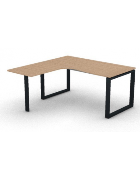 Workstation forma a L con gamba autoportante Sx, piano melaminico spessore mm 25 e gambe metalliche ad anello - cm 160x160x74h