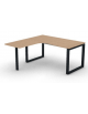 Workstation forma a L con gamba autoportante Sx, piano melaminico spessore mm 25 e gambe metalliche ad anello - cm 160x160x74h