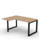 Workstation forma a L con gamba autoportante Sx, piano melaminico spessore mm 30 e gambe metalliche ad anello - cm 160x120x74,5h