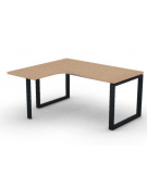 Workstation forma a L con gamba autoportante Sx, piano melaminico spessore mm 30 e gambe metalliche ad anello - cm 160x140x74,5h