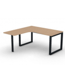 Workstation forma a L con gamba autoportante Sx, piano melaminico spessore mm 30 e gambe metalliche ad anello - cm 160x160x74,5h
