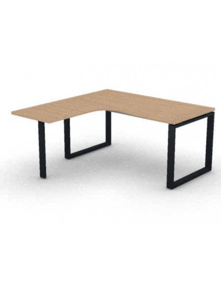 Workstation forma a L con gamba autoportante Sx, piano melaminico spessore mm 30 e gambe metalliche ad anello - cm 160x160x74,5h