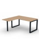 Workstation forma a L con gamba autoportante Sx, piano melaminico spessore mm 30 e gambe metalliche ad anello - cm 160x160x74,5h