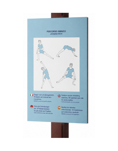 Palo con tabella defaticamento in plastica riciclata completo di tabella in forex  - cm 40x10x162h