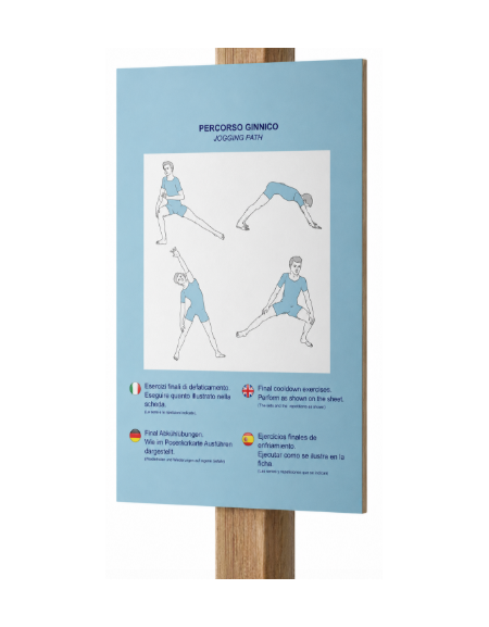 Palo con tabella defaticamento in legno termotrattato completo di tabella in forex  - cm 40x10x162h