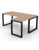 Workstation Dx forma a L, piano melaminico spessore mm 18 e struttura metallica gambe ad anello - cm 180x140x73,5h