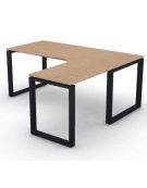 Workstation Dx forma a L, piano melaminico spessore mm 18 e struttura metallica gambe ad anello - cm 180x160x73,5h
