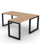 Workstation Dx forma a L, piano melaminico spessore mm 18 e struttura metallica gambe ad anello - cm 180x160x73,5h