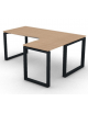 Workstation Dx forma a L, piano melaminico spessore mm 25 e struttura metallica gambe ad anello - cm 180x140x74h