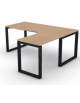 Workstation Dx forma a L, piano melaminico spessore mm 25 e struttura metallica gambe ad anello - cm 180x160x74h