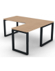 Workstation Dx forma a L, piano melaminico spessore mm 30 e struttura metallica gambe ad anello - cm 180x160x74,5h