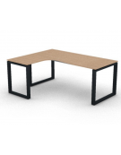 Workstation Sx forma a L, piano melaminico spessore mm 18 e struttura metallica gambe ad anello - cm 180x140x73,5h