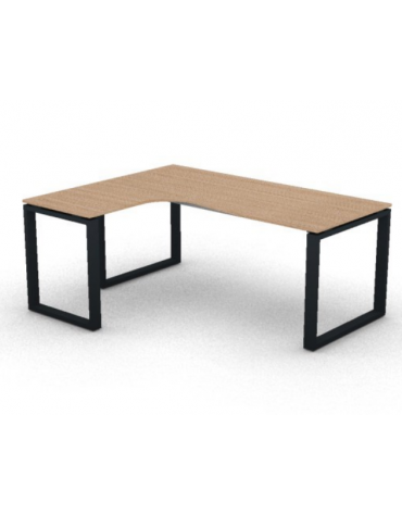 Workstation Sx forma a L, piano melaminico spessore mm 18 e struttura metallica gambe ad anello - cm 180x140x73,5h