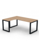Workstation Sx forma a L, piano melaminico spessore mm 18 e struttura metallica gambe ad anello - cm 180x140x73,5h