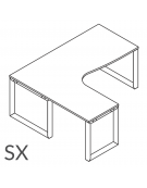 Workstation Sx forma a L, piano melaminico spessore mm 25 e struttura metallica gambe ad anello - cm 180x160x74h