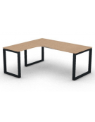 Workstation Sx forma a L, piano melaminico spessore mm 18 e struttura metallica gambe ad anello - cm 180x160x73,5h