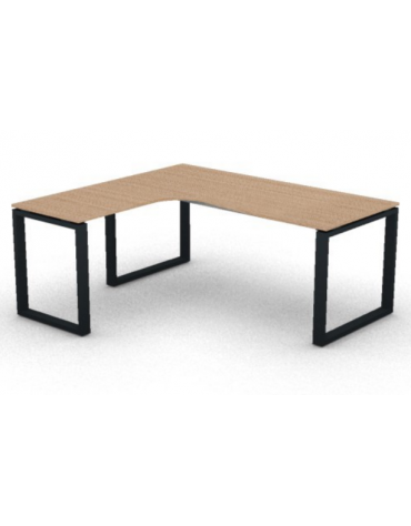 Workstation Sx forma a L, piano melaminico spessore mm 18 e struttura metallica gambe ad anello - cm 180x160x73,5h