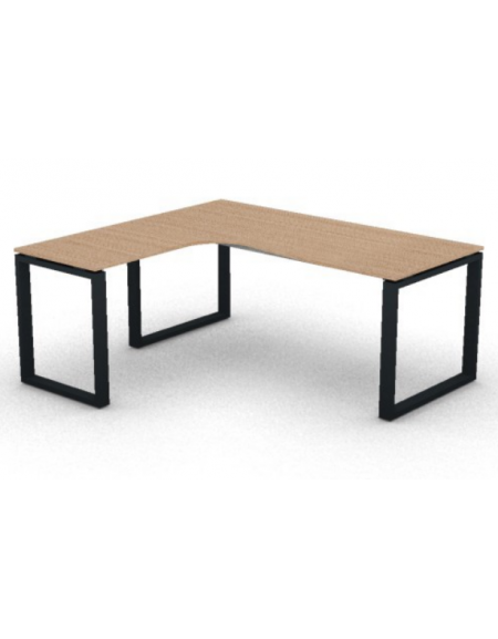 Workstation Sx forma a L, piano melaminico spessore mm 18 e struttura metallica gambe ad anello - cm 180x160x73,5h